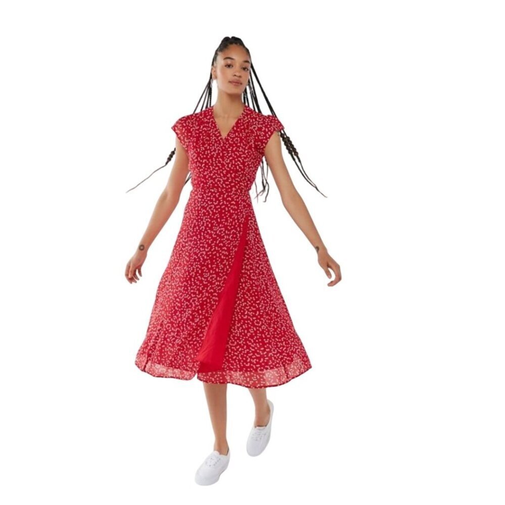 Valentines Day Dress XS Urban Outfitters Red Heart‎ Wrap Rockabilly Pinup Swing